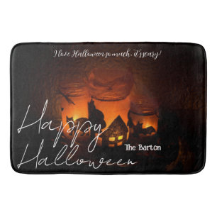 Simple Spooky dark Family Happy Halloween  Bath Mat