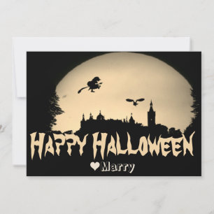 Simple Spooky Family Happy Halloween Pumpkin  Holiday Card