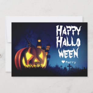 Simple Spooky Family Happy Halloween Pumpkin  Holiday Card