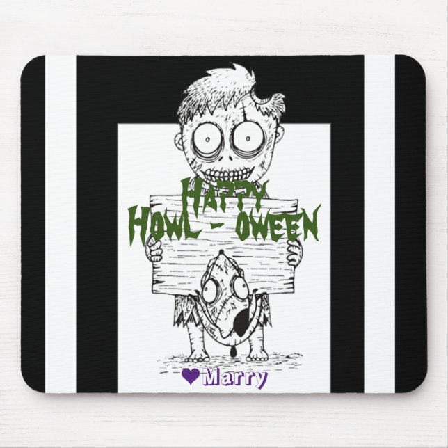 Simple Spooky Halloween Family Happy Howl-oween Mouse Pad (Front)