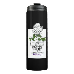 Simple Spooky Halloween Family Happy Howl-oween Thermal Tumbler