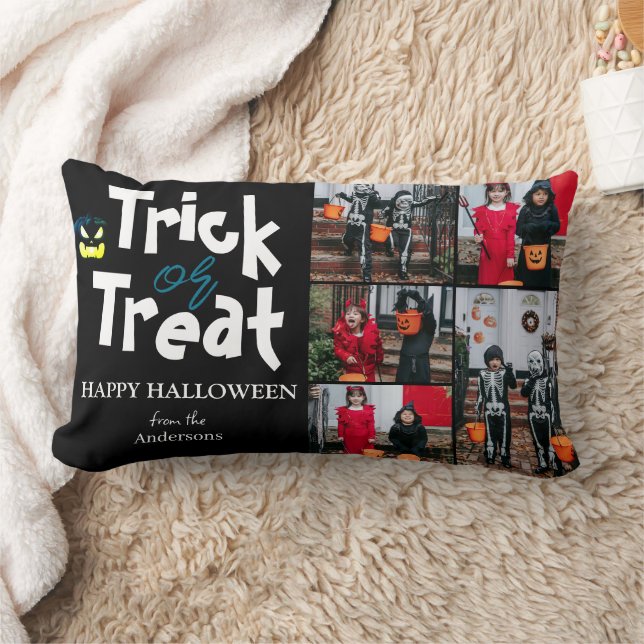 Simple Spooky pumpkin Halloween Photo Collage Lumbar Cushion (Blanket)