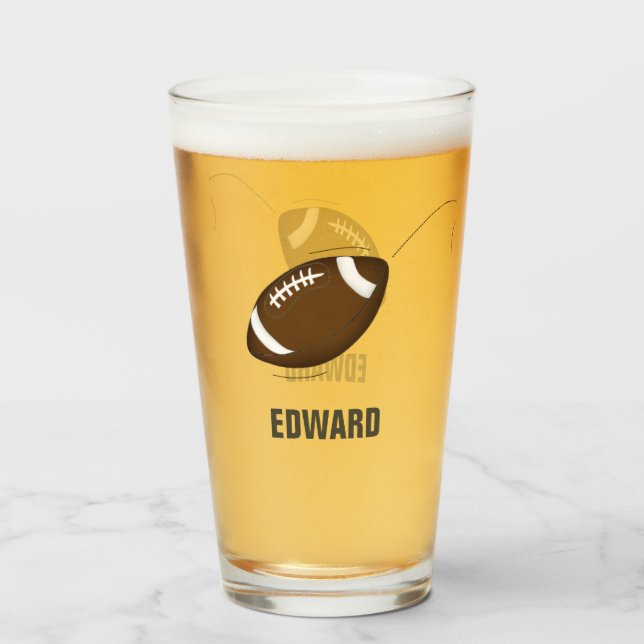 Simple Sports Football Minimalist Personalised  Glass (Front Filled)