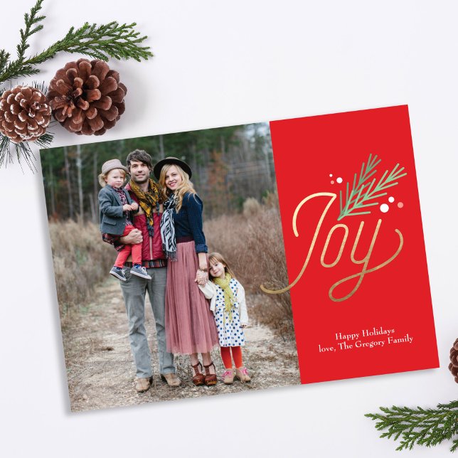 Simple Sprig Faux Foil Christmas Holiday Photo (Creator Uploaded)