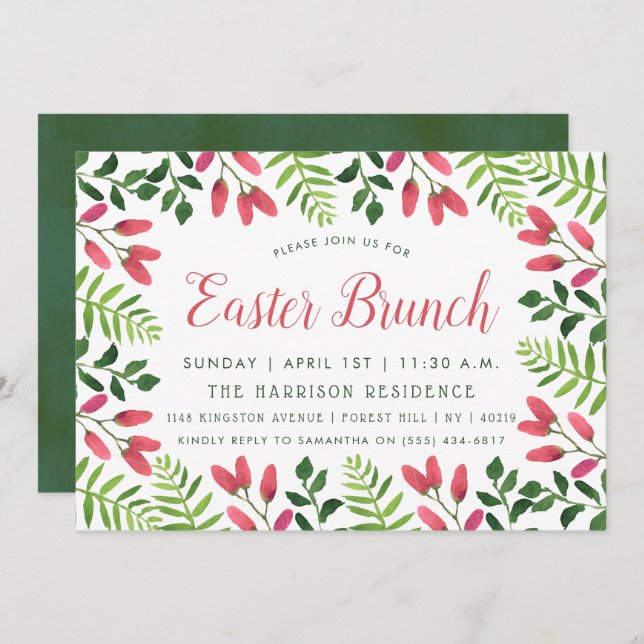Simple Spring Blossom Easter Brunch Invitation (Front/Back)