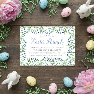 Simple Spring Blueberries Easter Brunch Invitation