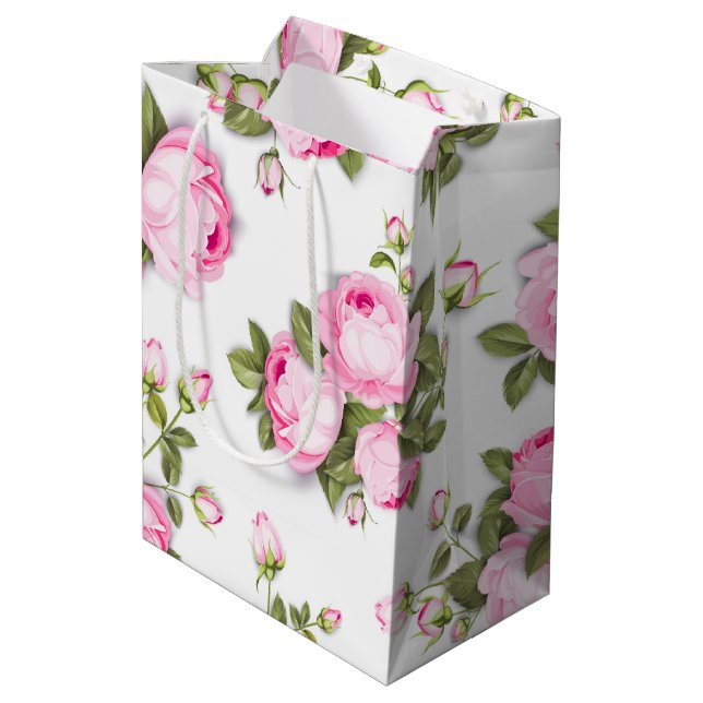 simple spring elegant floral medium gift bag (Back Angled)