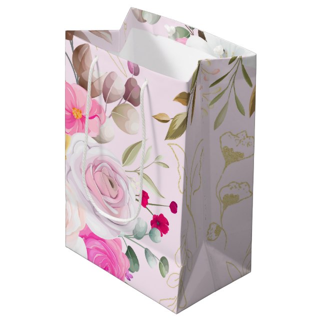 simple spring elegant floral medium gift bag (Front Angled)