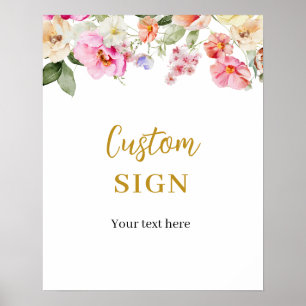 Simple Spring Floral Custom Party SIgn