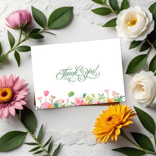 Simple Spring Floral Typography Thank You Card