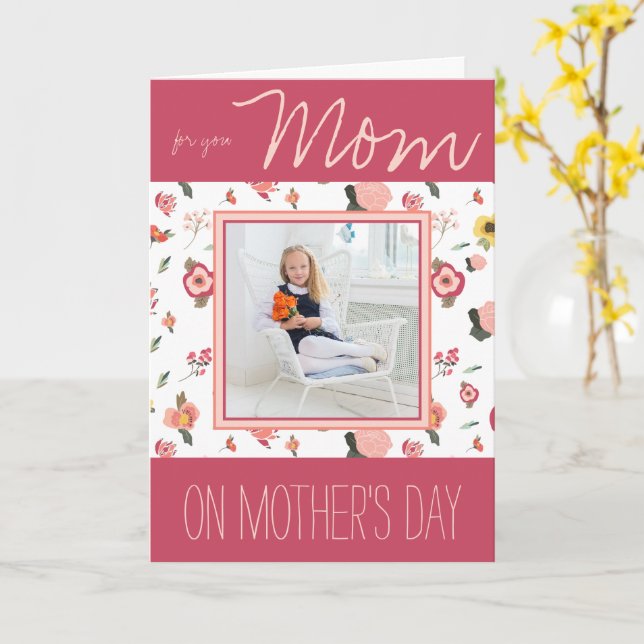 Simple Spring Floral with Photo Mother's Day Card (Yellow Flower)