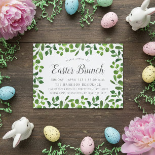 Simple Spring Foliage Easter Brunch Invitation