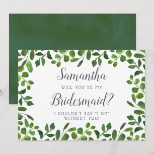 Simple Spring Foliage Will You Be My Bridesmaid? Invitation