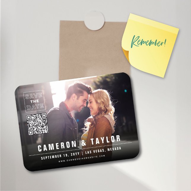 Simple Square Box Photo Modern Chic Save The Date Magnet (Simple Minimalist Square Box Photo Modern Chic Save The Date Flexible Magnet @ fat_fa_tin)