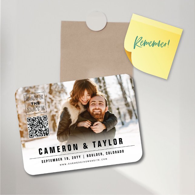 Simple Square Box Photo Modern Chic Save The Date Magnet (Simple Minimalist Square Box Photo Modern Chic Save The Date Flexible Magnet @ fat_fa_tin)