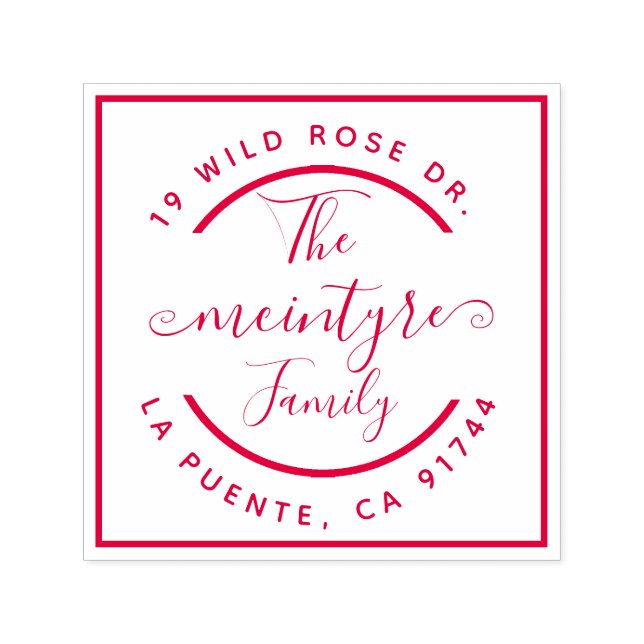 Simple Square Frame Handwritten Return Address Self-inking Stamp (Design)