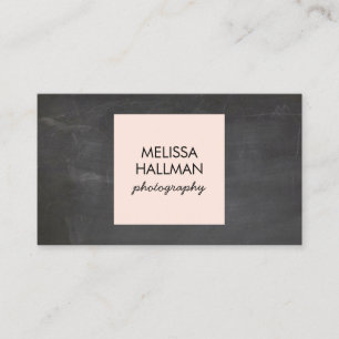 Simple Square Logo on Chalkboard for Photographers Business Card