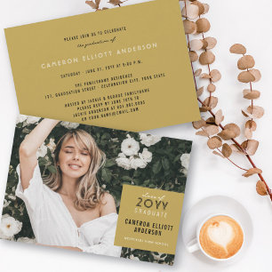Simple Square Minimalist Photo Graduation Party Invitation