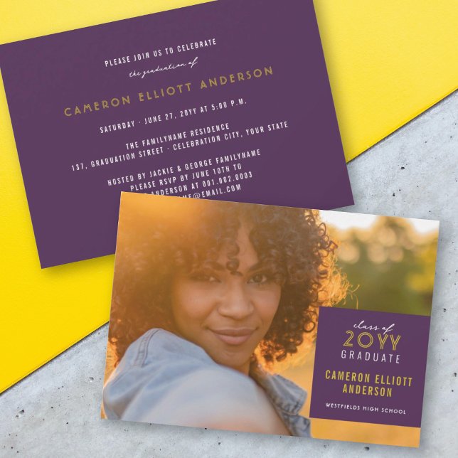 Simple Square Minimalist Photo Graduation Party Invitation (Creator Uploaded)