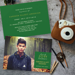 Simple Square Minimalist Photo Graduation Party Invitation