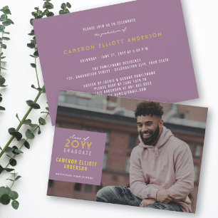 Simple Square Minimalist Photo Graduation Party Invitation
