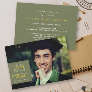 Simple Square Minimalist Photo Graduation Party Invitation