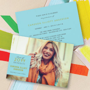 Simple Square Minimalist Photo Graduation Party Invitation