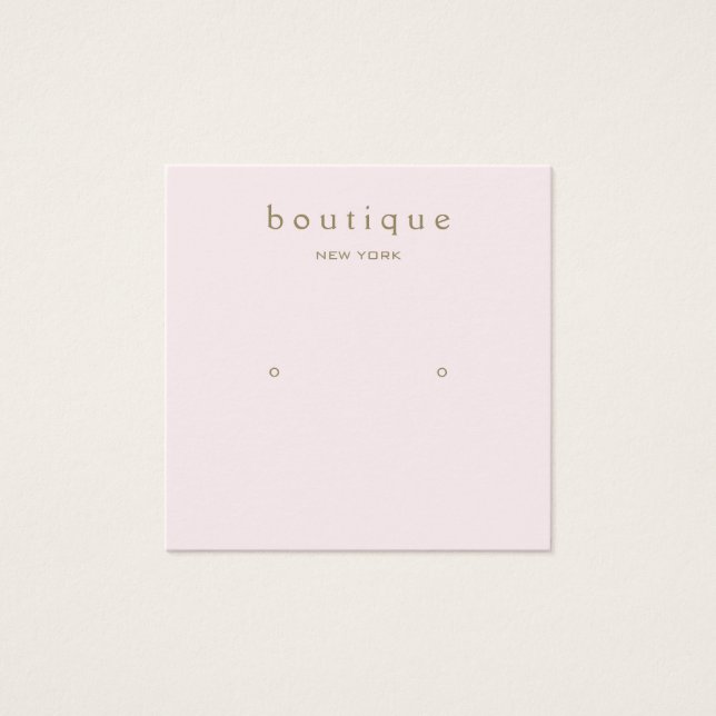 Simple Square Pink Stud Earring Display Card (Front)