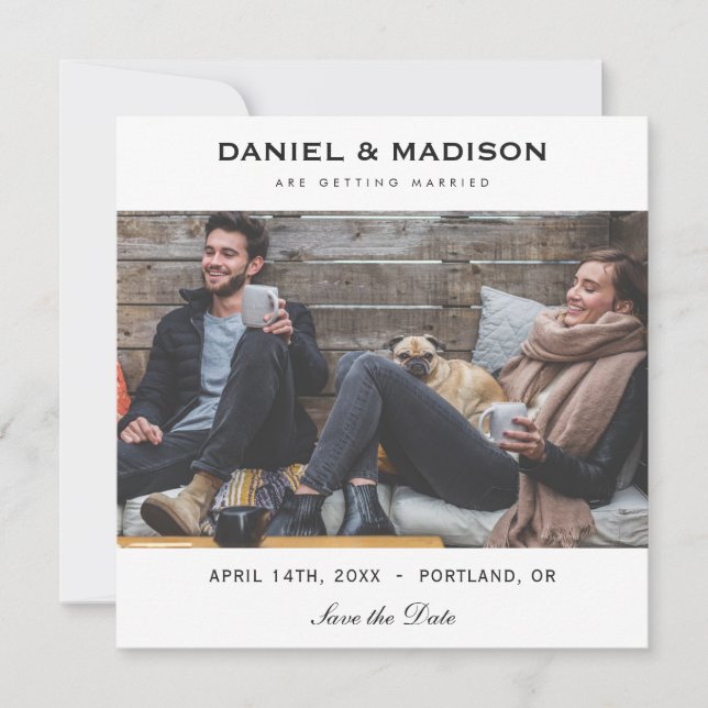 Simple Square Save the Date Photo Card (Front)