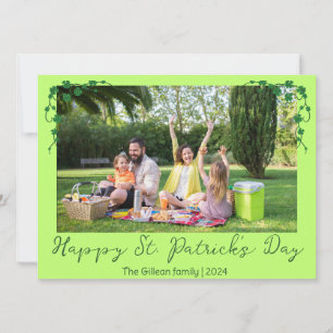Simple St. patrick's day Shamrocks family photo Holiday Card