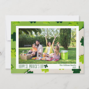 Simple St. patrick's day Shamrocks family photo  Holiday Card