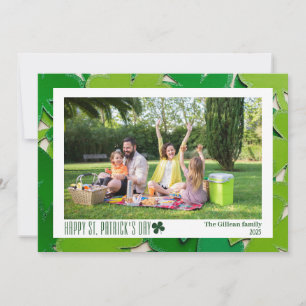 Simple St. patrick's day Shamrocks family photo  Holiday Card