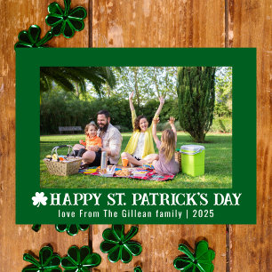 Simple St. patrick's day Shamrocks family photo Holiday Card
