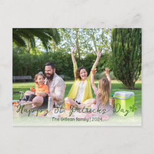 Simple St. patrick's day Shamrocks family photo Holiday Postcard