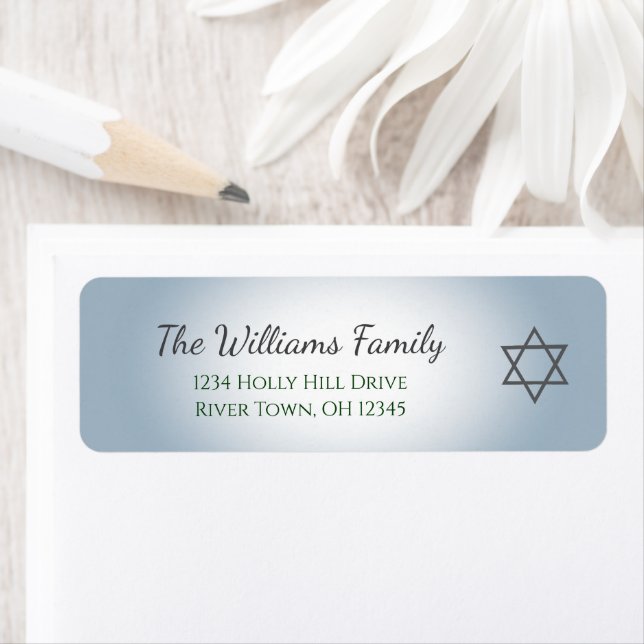 Simple Star of David Blue Return Address Label (Insitu)