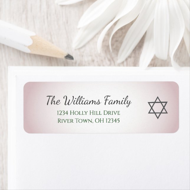 Simple Star of David Blush Pink Return Address Label (Insitu)