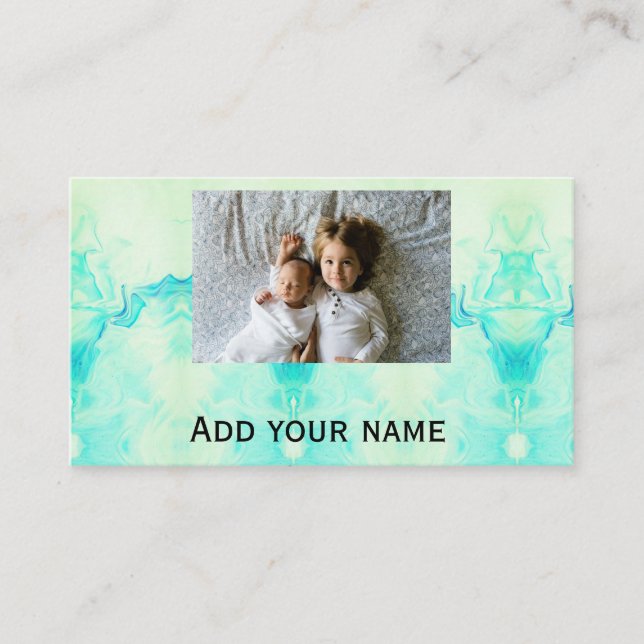 simple star sparkle glitter add photo custom text  business card (Front)