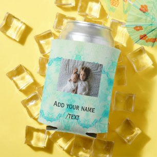 simple star sparkle glitter add photo custom text can cooler