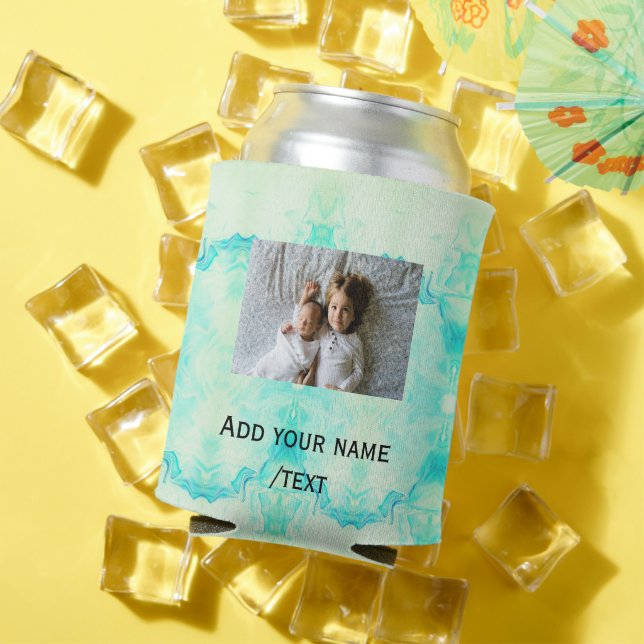 simple star sparkle glitter add photo custom text  can cooler (In Situ Summer)