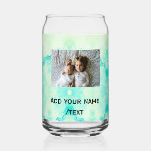 simple star sparkle glitter add photo custom text can glass