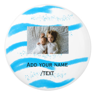 simple star sparkle glitter add photo custom text ceramic knob