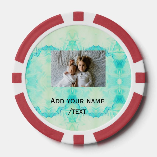 simple star sparkle glitter add photo custom text  poker chips (Front)
