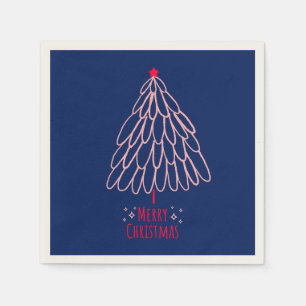 Simple Star Tree Mid Mod Merry Christmas  Napkin