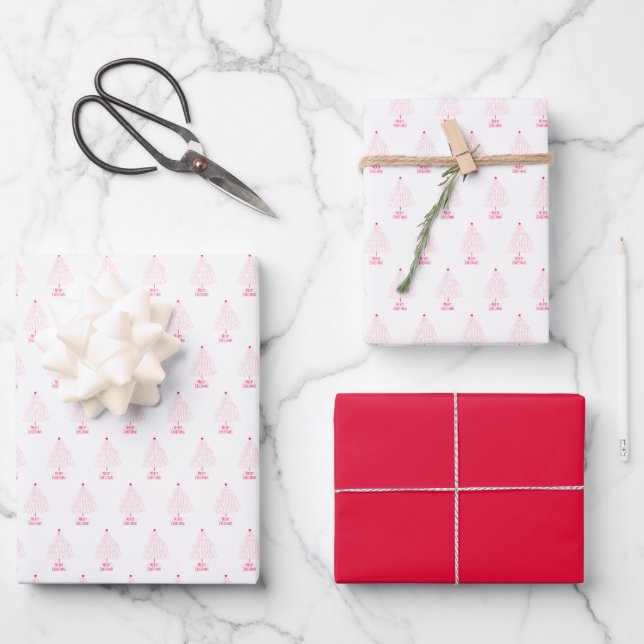 Simple Star Tree Mid Mod Merry Christmas  Wrapping Paper Sheet (Front)