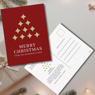 Simple star tree red Merry Christmas Holiday Postcard
