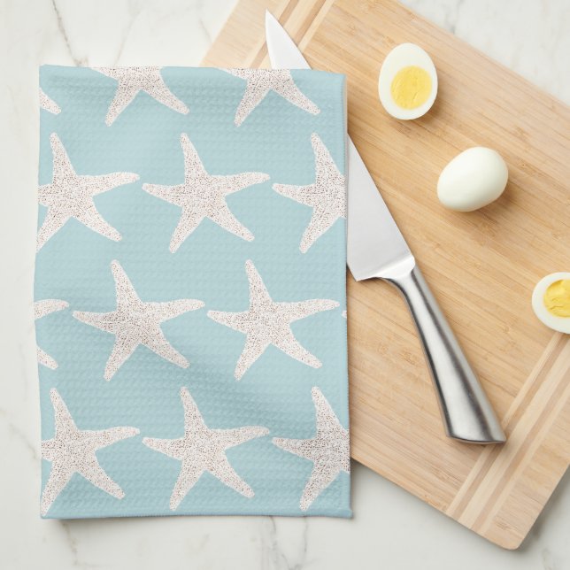 Simple Starfish Pattern Coastal Kitchen Towels (Quarter Fold)