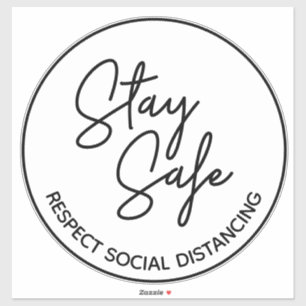 Simple Stay Safe Respect Social Distancing Sticker