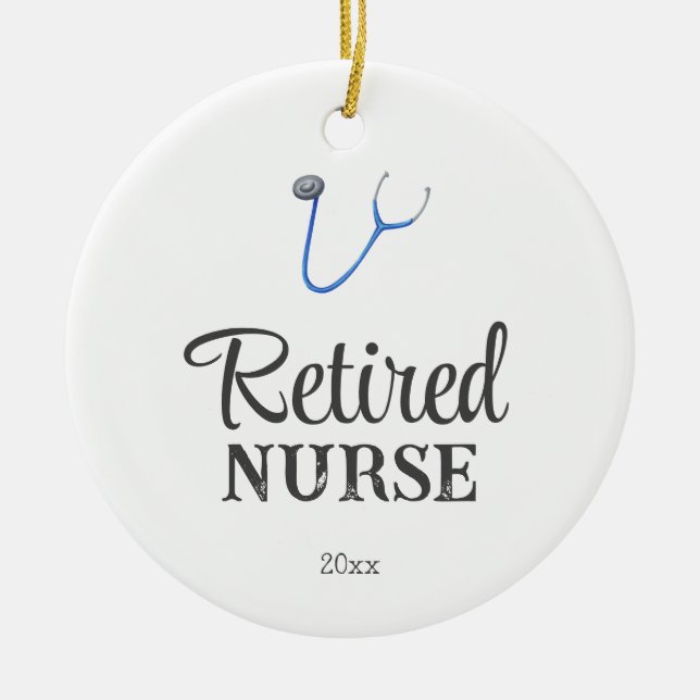 Simple Stethoscope Retired Nurse Ceramic Ornament (Front)