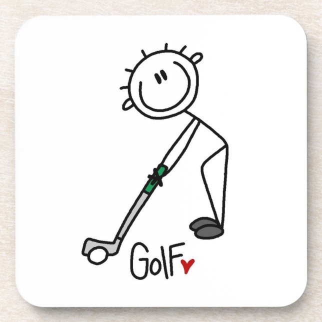 Simple Stick Figure Golfer Coaster (Front)