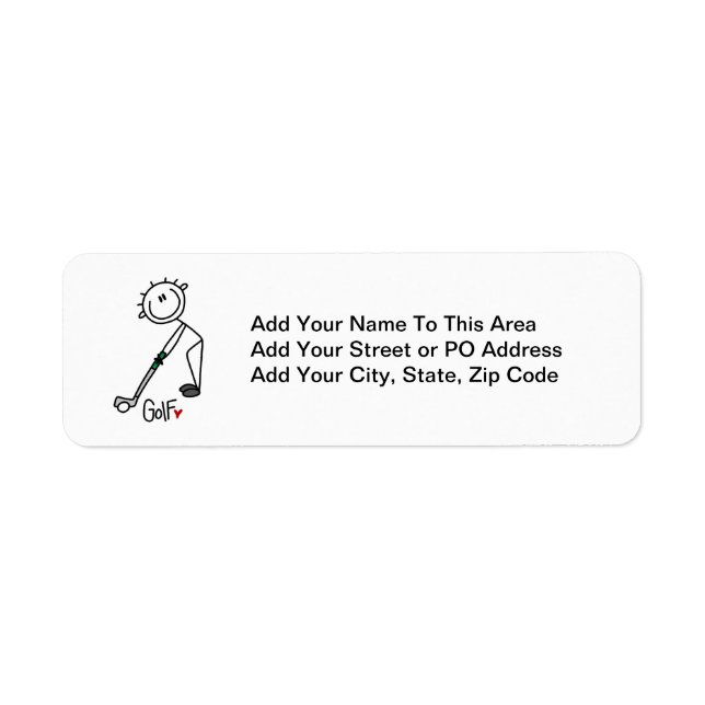 Simple Stick Figure Golfer Return Address Label (Front)